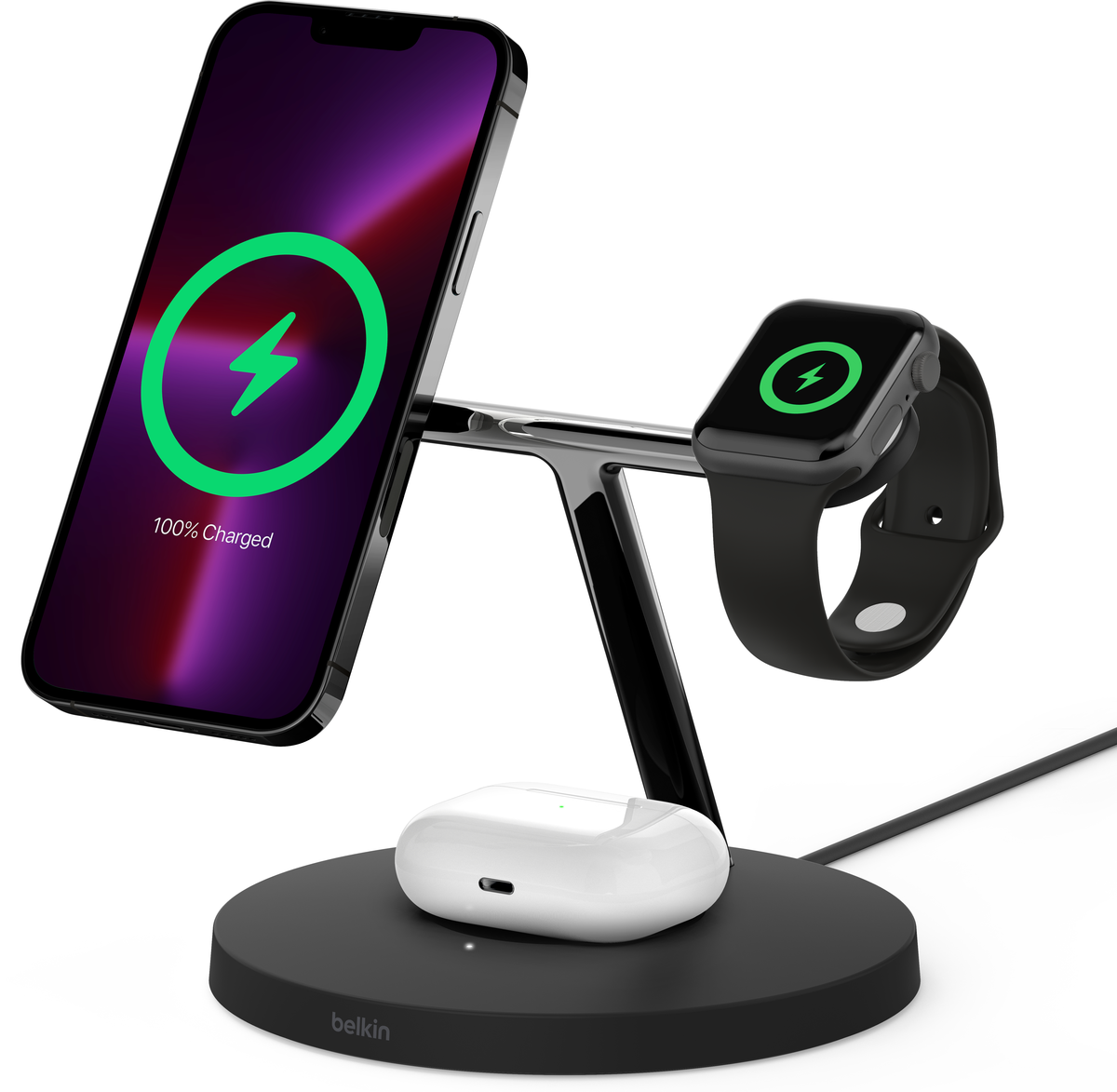 BELKIN BOOSTCHARGE PRO 3IN1 W.CHARGER OFFCL MAGSAFE 15W BLK