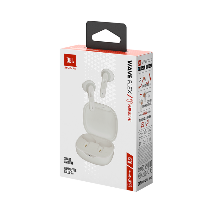 سماعات JBL Wave Flex اللاسلكية داخل الأذن - أبيض
