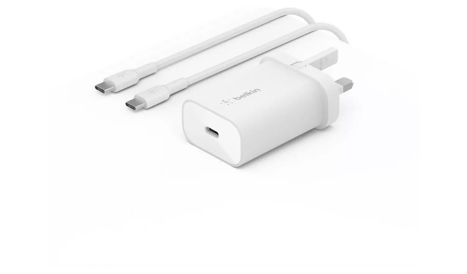 بيلكين - شاحن لاسلكي 25W USB-C مع كابل 31م USB-C مرفق - أبيض