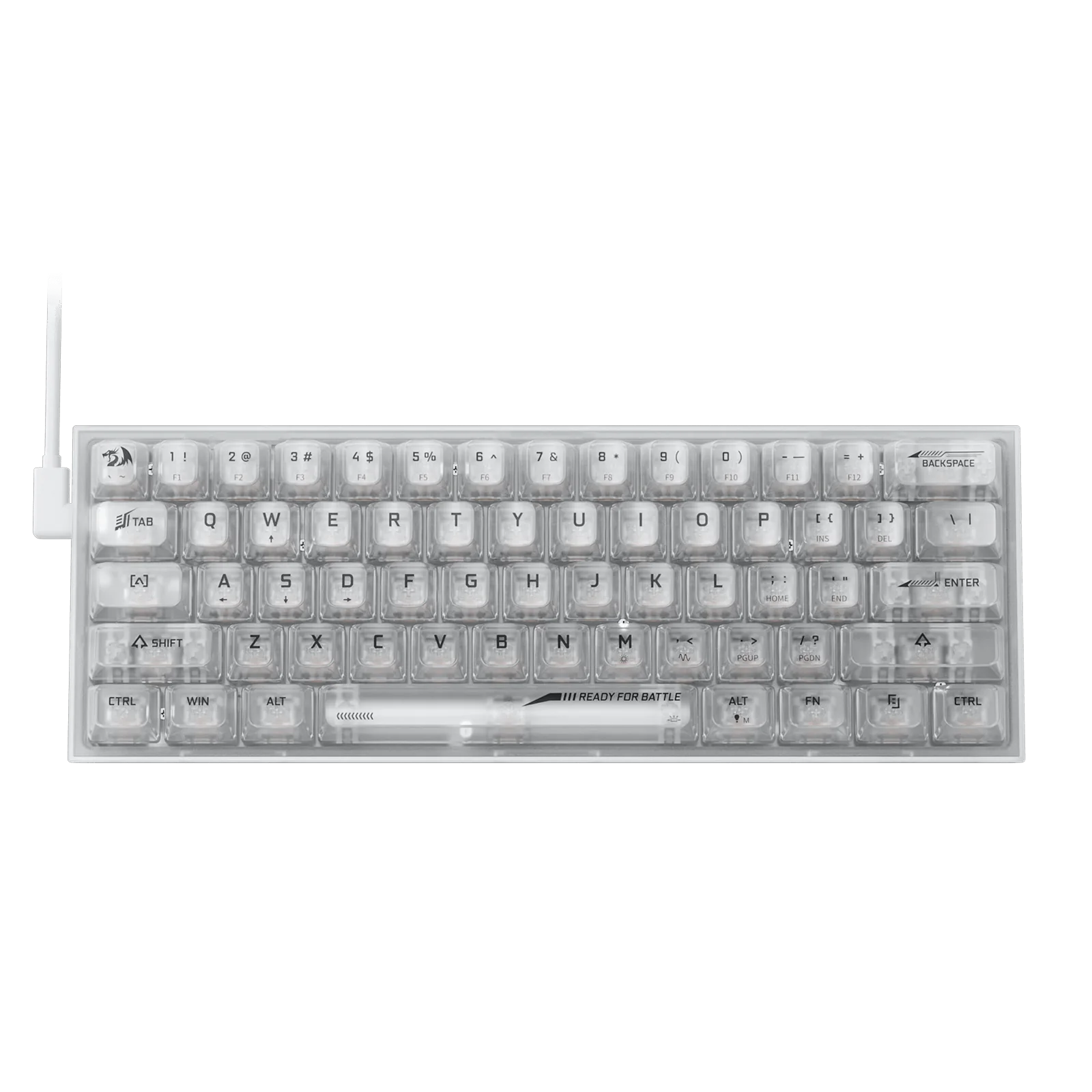 Redragon Castor Pro K631CT, wireless, bluetooth, gaming, mechanical, red switches, TKL, RGB, white transparent Keyboard