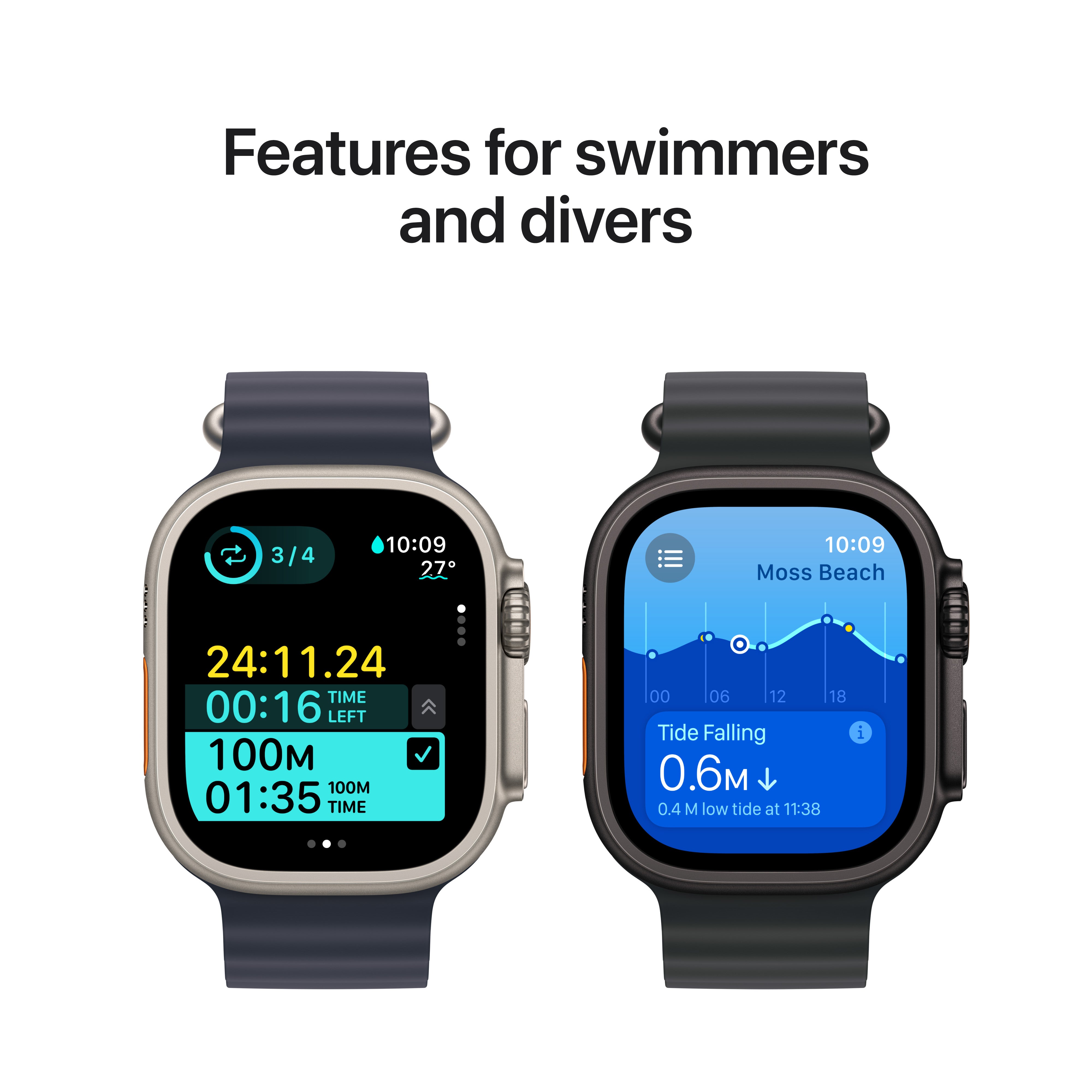 أبل ووتش ألترا 2 GPS + خلوي 49 مم صندوق تيتانيوم طبيعي مع حزام تريل أزرق - M/L