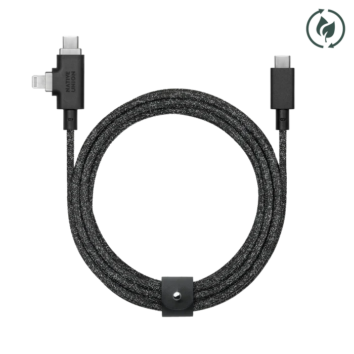 Native Union Belt 2.4M Cable Duo Pro 240W Usb C To C + Lightining Zebra