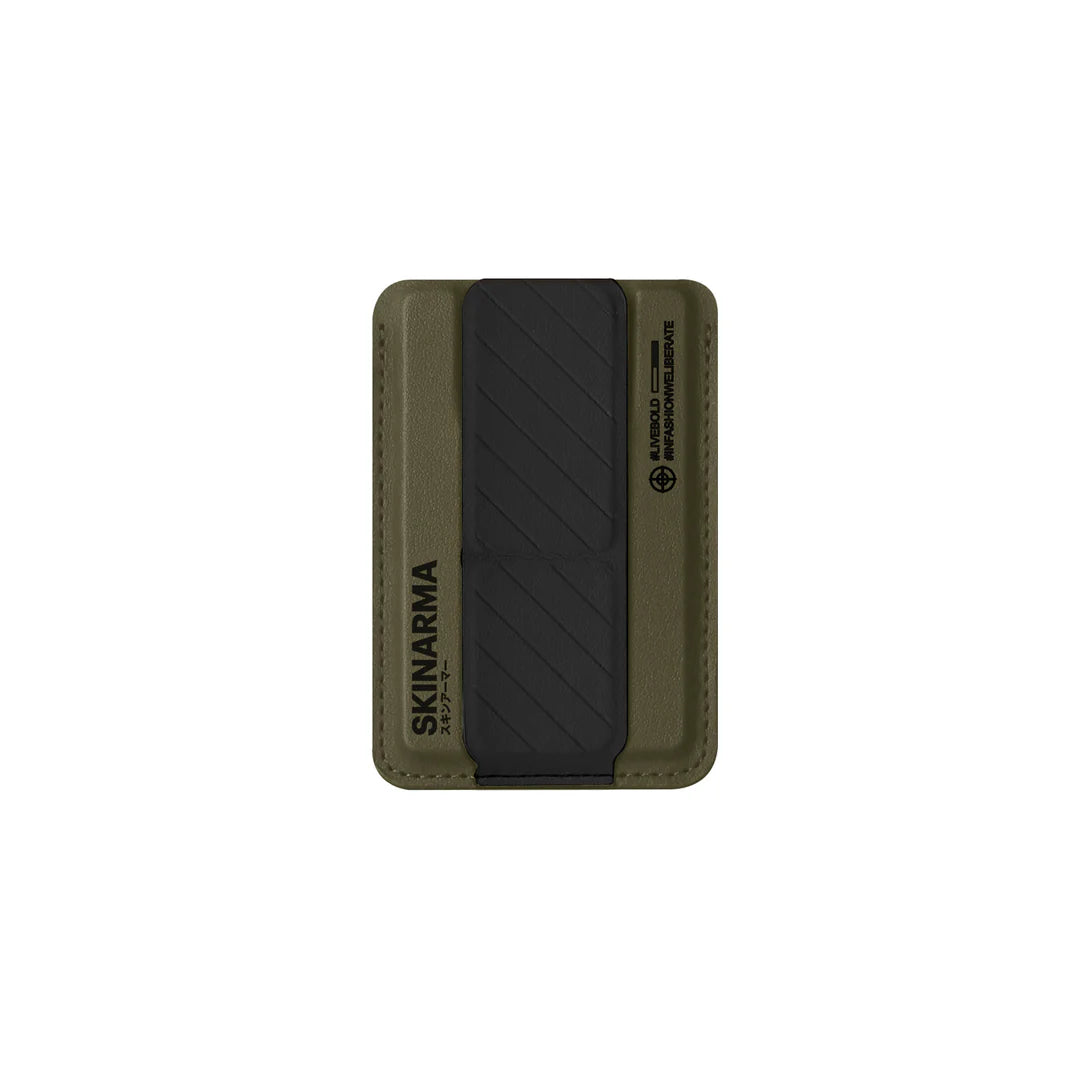SKINARMA MAG-CHARGE CARD HOLDER WITH GRIP STAND KADO OLIVE