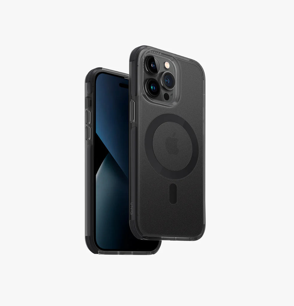 Uniq Hybrid iPhone 14 Pro Magclick Charging Combat AF Concretecharcoal Case