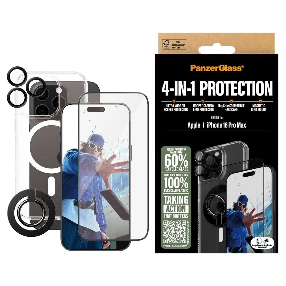 PANZER GLASS IPHONE 16 P.M 4IN1 UWF CLR H.MAGNTC RING MOUNT