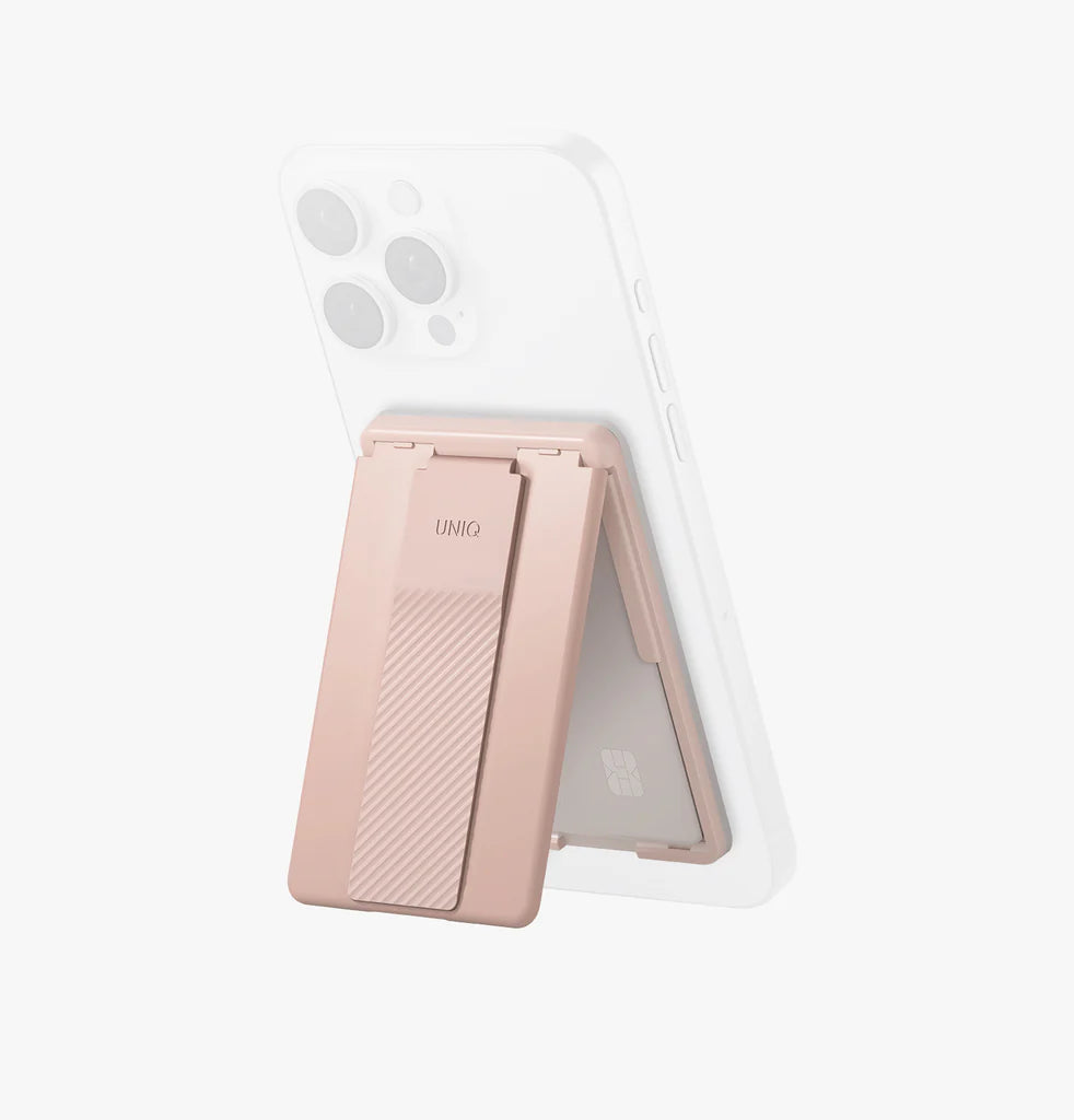UNIQ HELDRO ID MAGNETIC CARD HOLDER WITH GRIP-BAND AND STAND - BLUSH (BLUSH PINK)