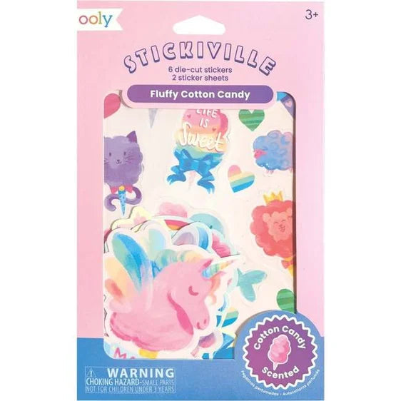 Ooly Stickiville Stickers: Fluffy Cotton Candy Scented 2 Sheets
