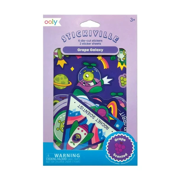 Ooly Stickiville Stickers: Galaxy Grapes Scented 2 Sheets & 6 Die-Cut