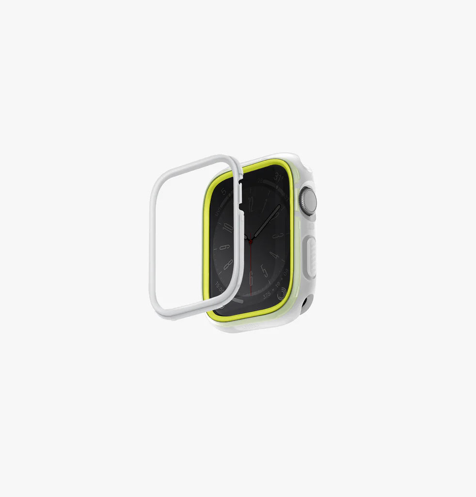 Uniq moduo apple watch case with interchangeable pc bezel 45/44mm frost lime/white
