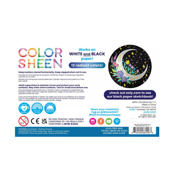 Ooly Color Sheen Metallic Markers Set Of 12
