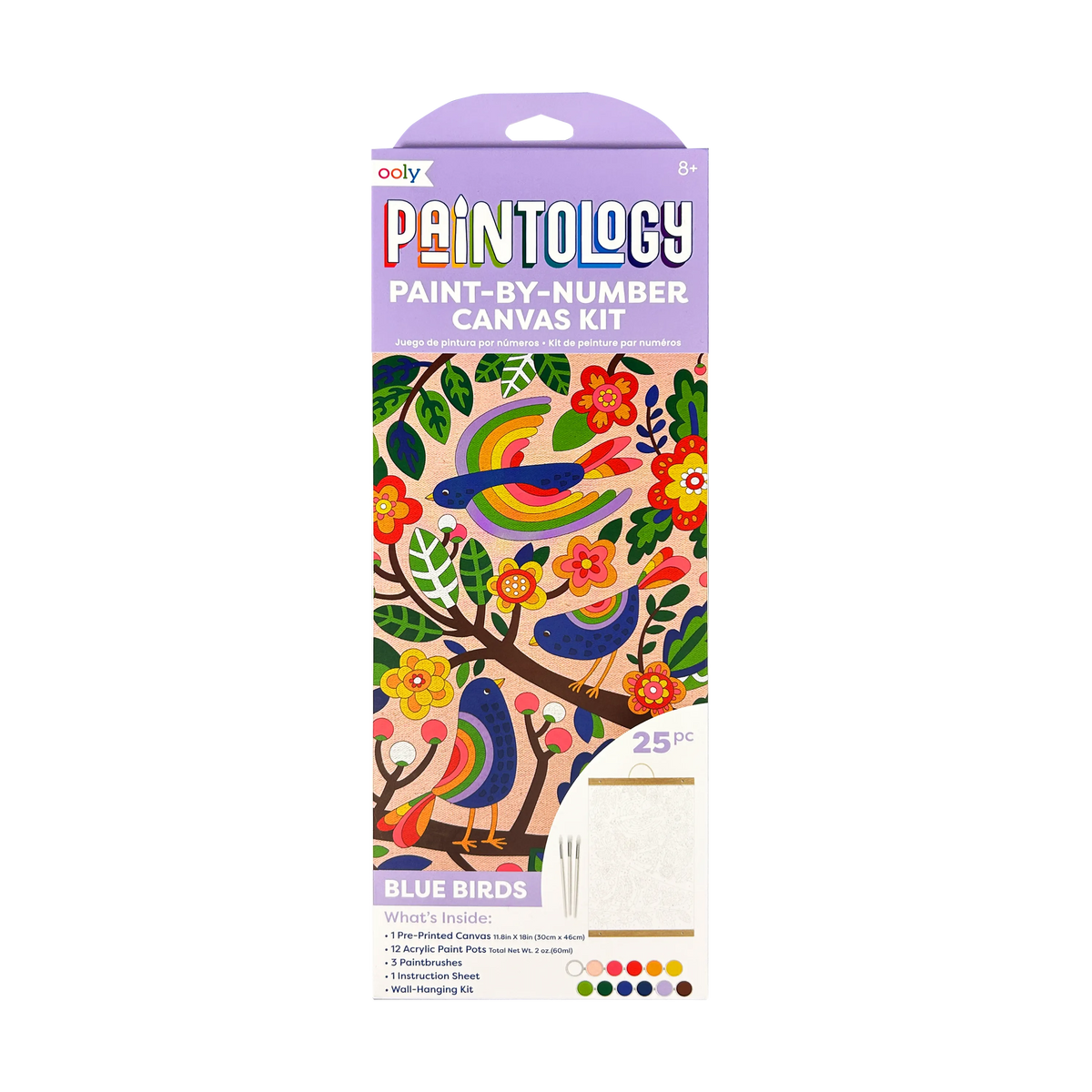 Ooly Paintology Paint By Number Canvas Kit Blue Birds 25 Pcs