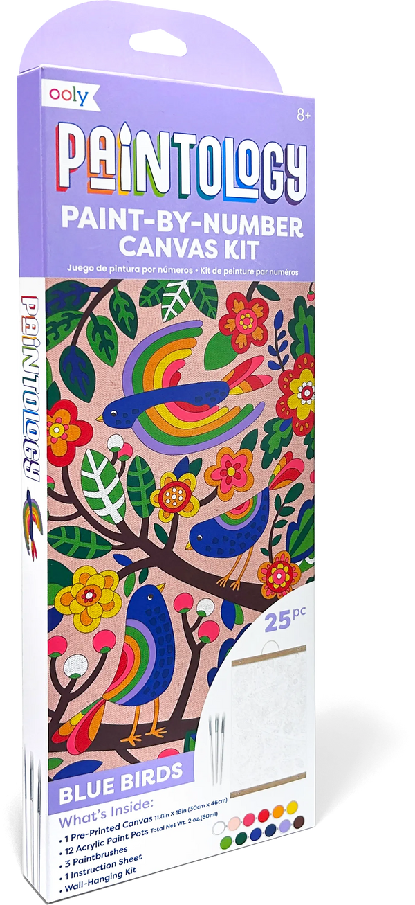 Ooly Paintology Paint By Number Canvas Kit Blue Birds 25 Pcs