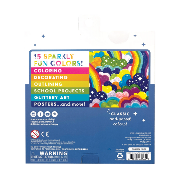 Ooly Rainbow Sparkle Glitter Markers Set Of 15