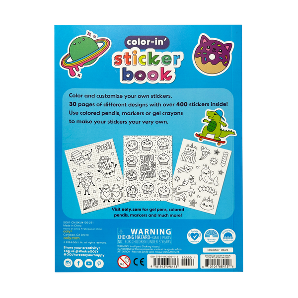 Ooly Color In Sticker Book: Cute A Licious Doodles 30 Pages