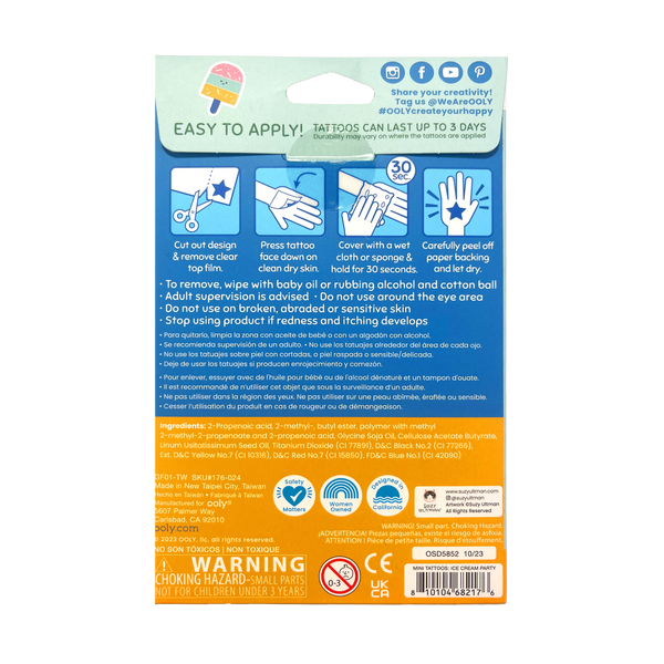 Ooly Mini Tattoo Palooza Temporary Tattoos X Suzy Ice Cream