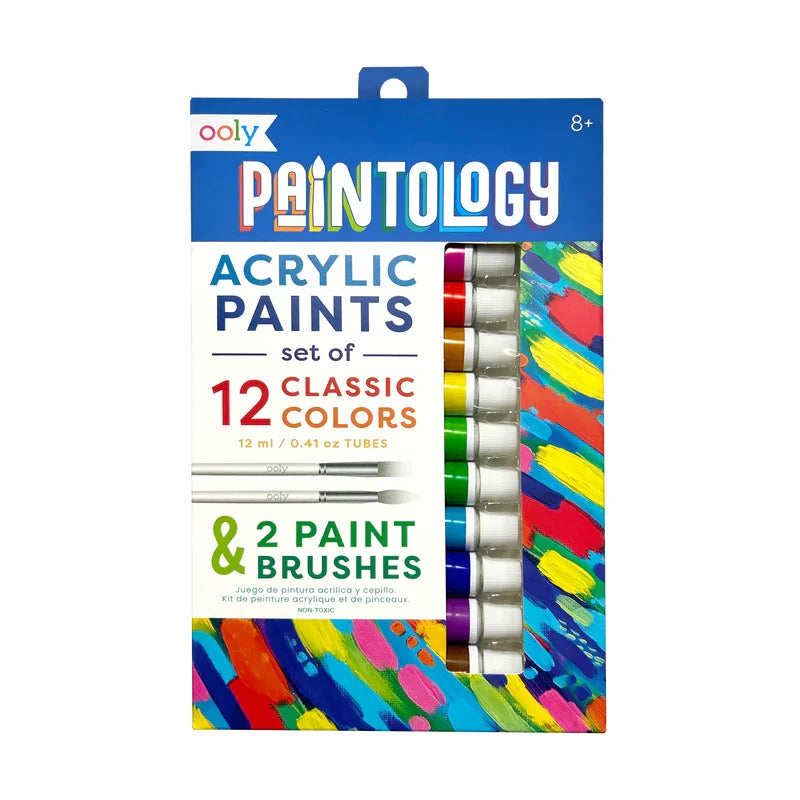 Ooly Paintology Acrylic Paints + 2 Brushes Classic Colors