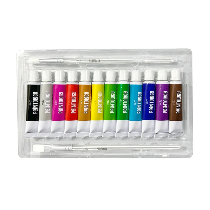 Ooly Paintology Acrylic Paints + 2 Brushes Classic Colors