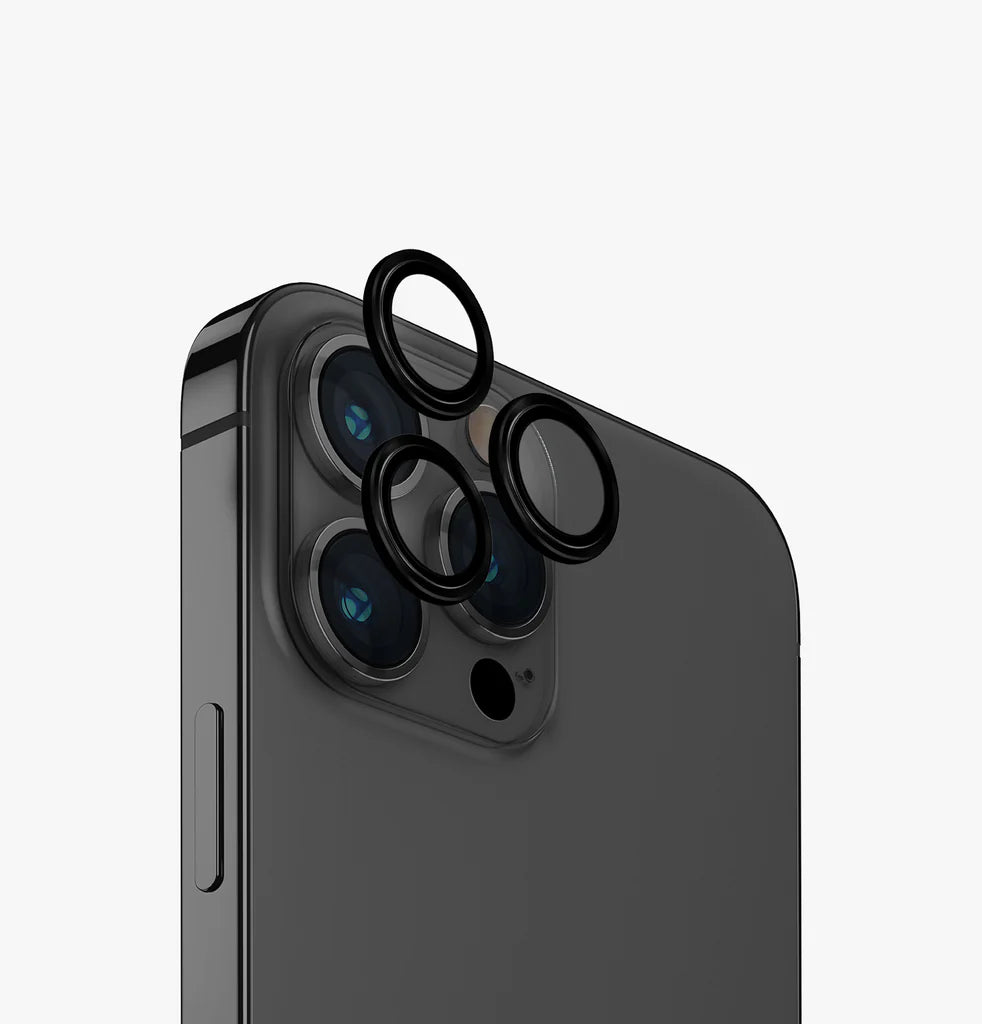 واقي عدسة الكاميرا الألومنيوم iPhone Pro 2023 بحجم 6.7 - أسود منتصف الليل من Uniq Optix
