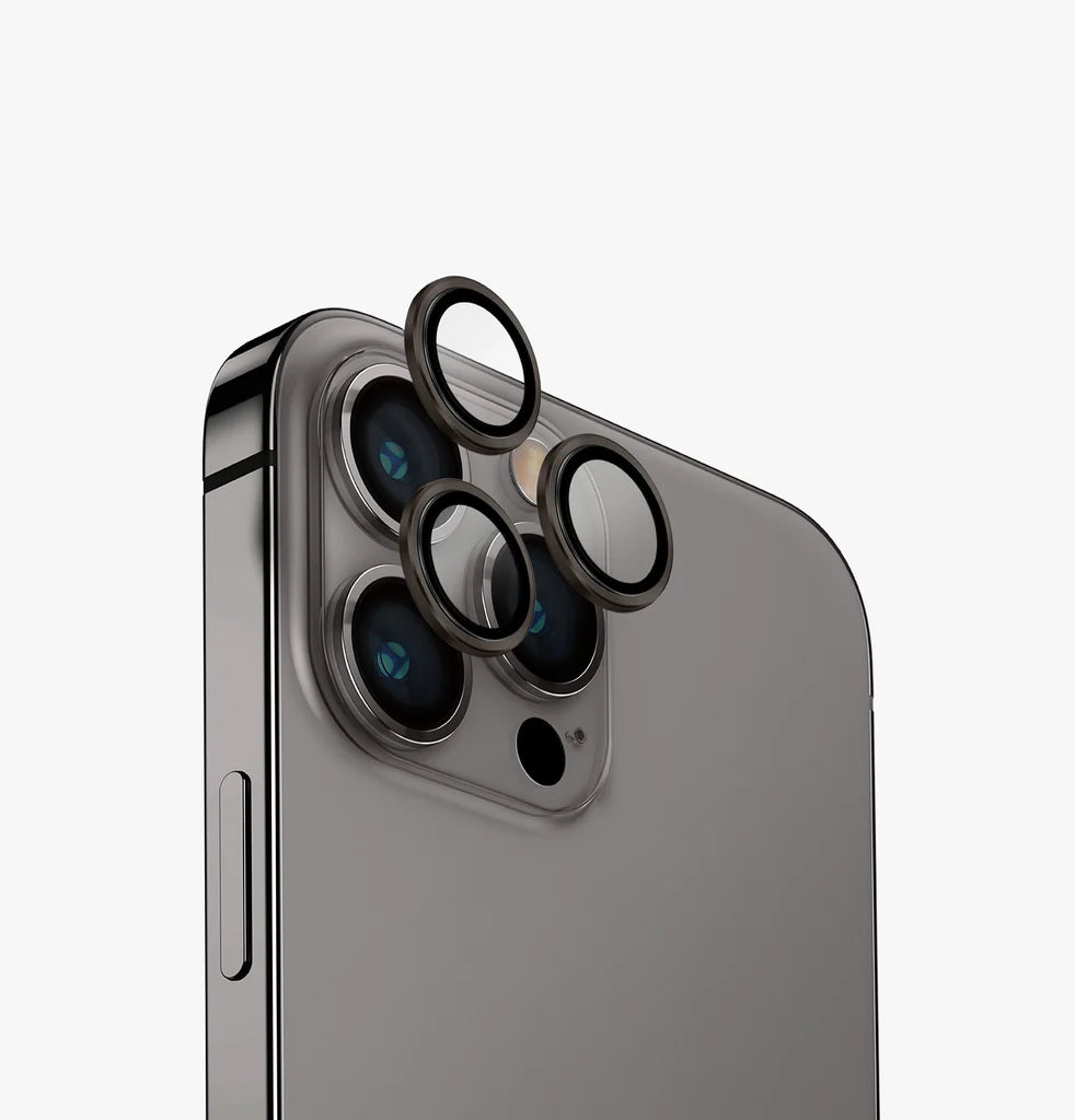 واقي عدسة الكاميرا الألومنيوم iPhone Pro 2023 بحجم 6.7 - رمادي فولاذي من Uniq Optix