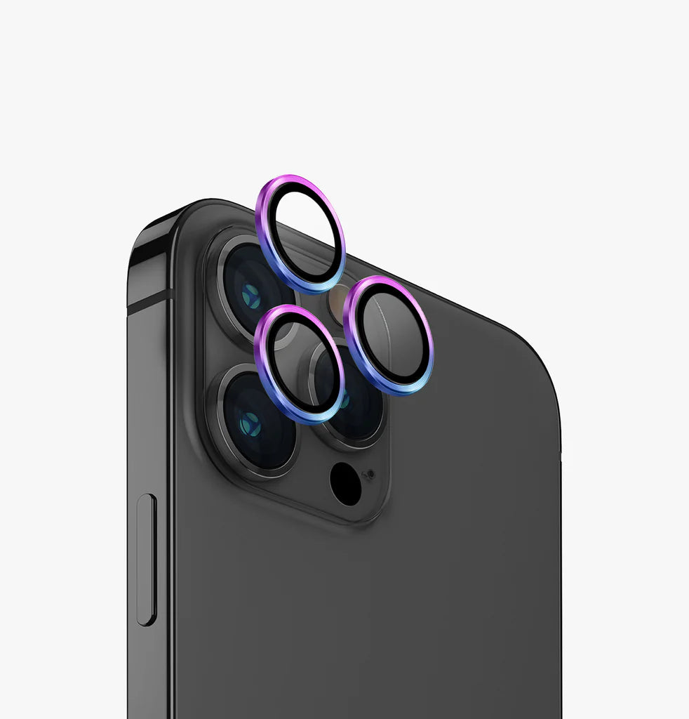 واقي عدسة الكاميرا الألومنيوم iPhone Pro 2023 بحجم 6.7 - قزحي من Uniq Optix