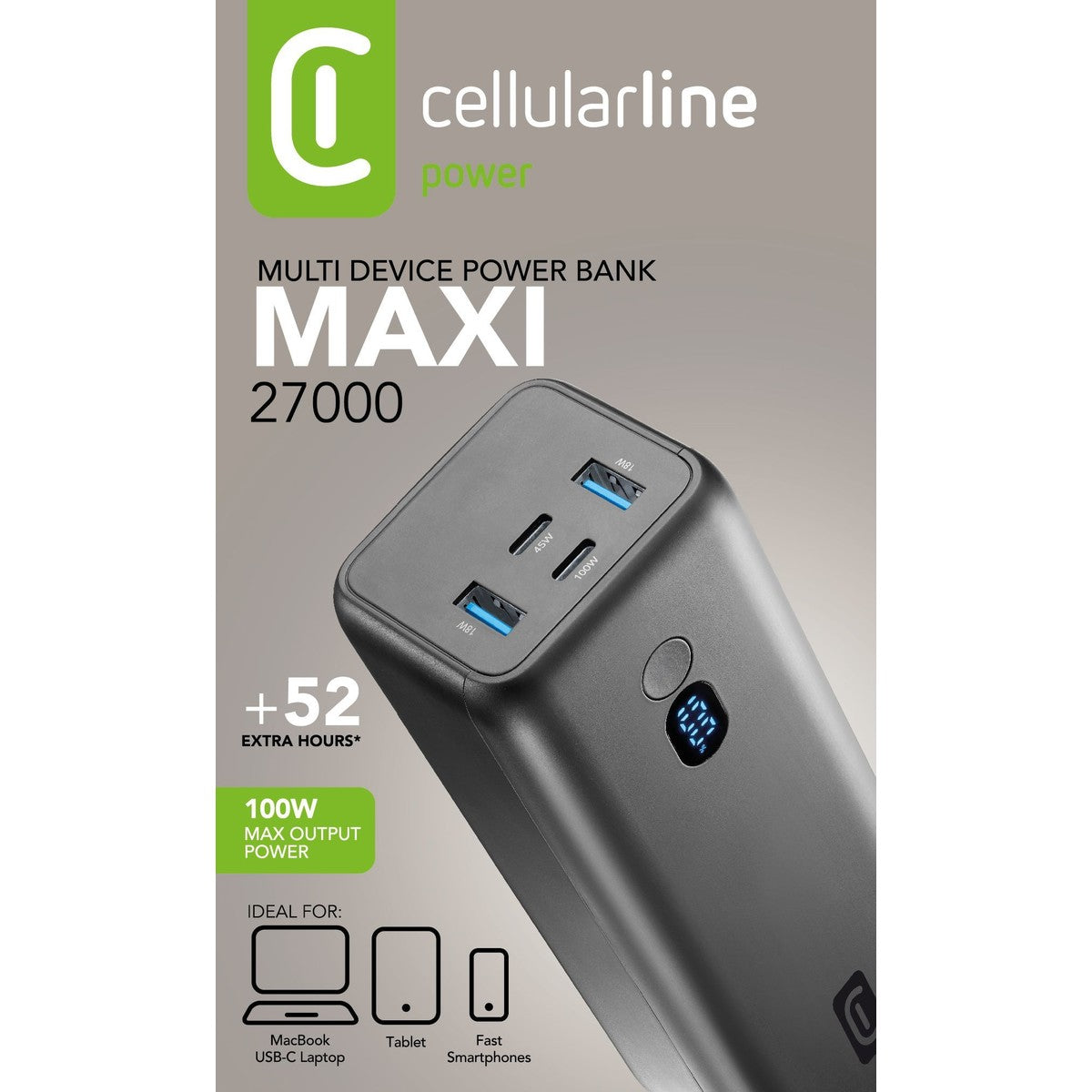 Maxi 27000Mah Battery Charger , 100W Black