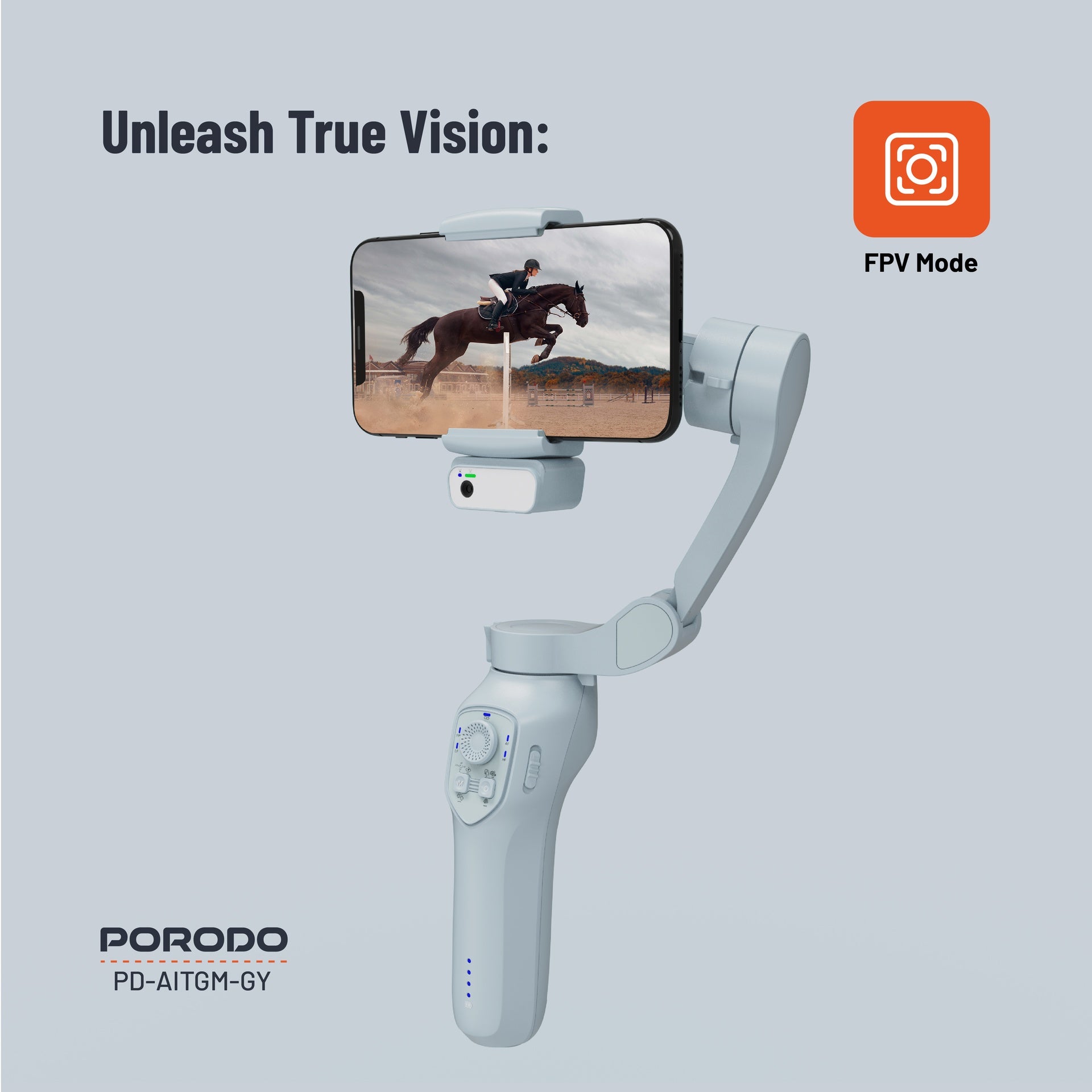 Porodo 3-Axis Gimbal Stabilizer Al Tracking & Gestures
