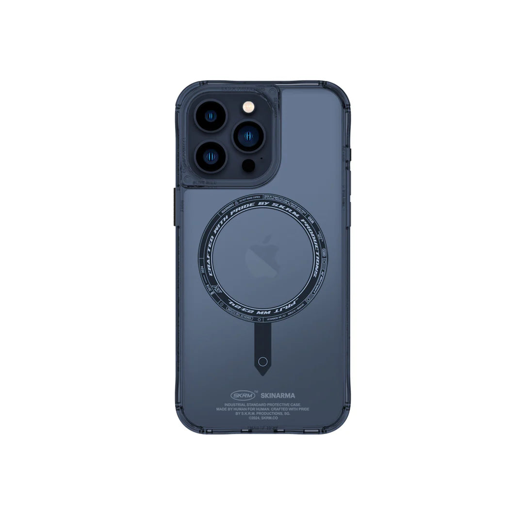 Skinarma iPhone 15 Pro 6.1 saido mag-charge + kado magnetic cardholder (bundle pack) blue
