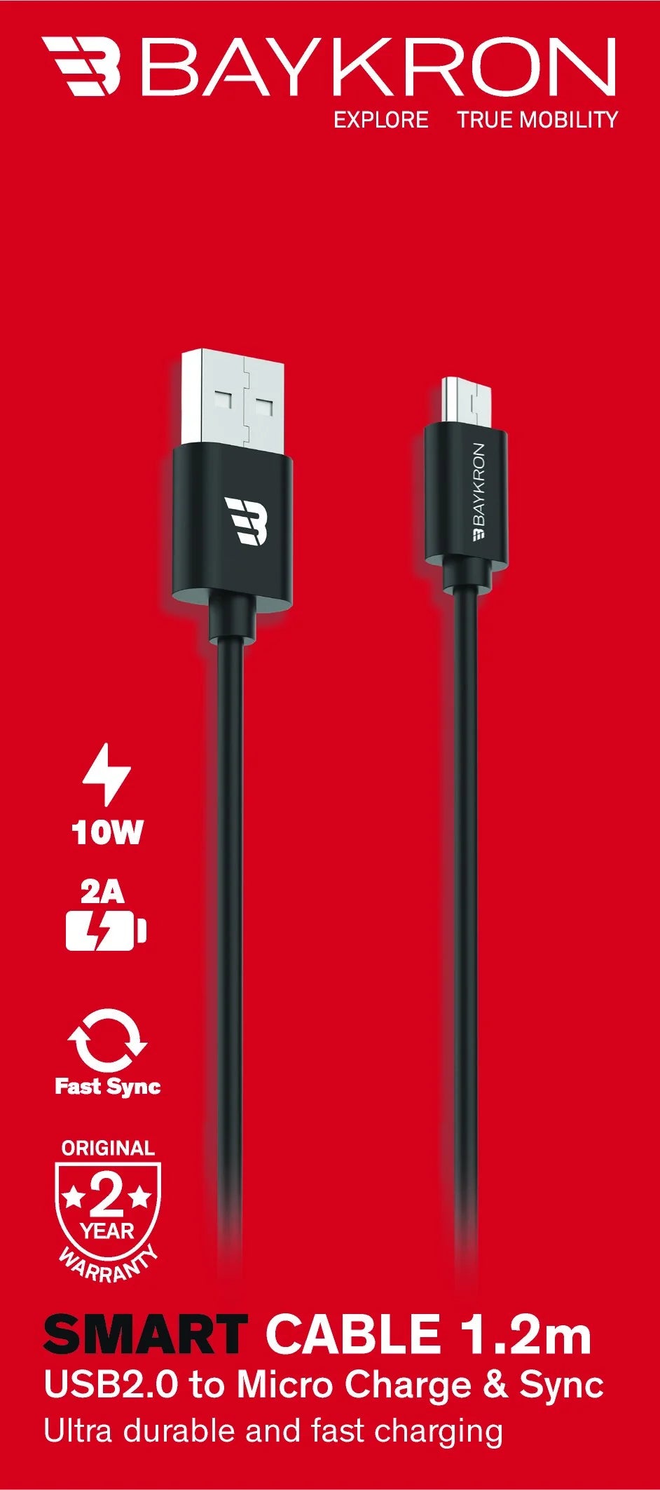 USB A to Micro USB Cable, 2A ,1.2 Meter,TPU Black