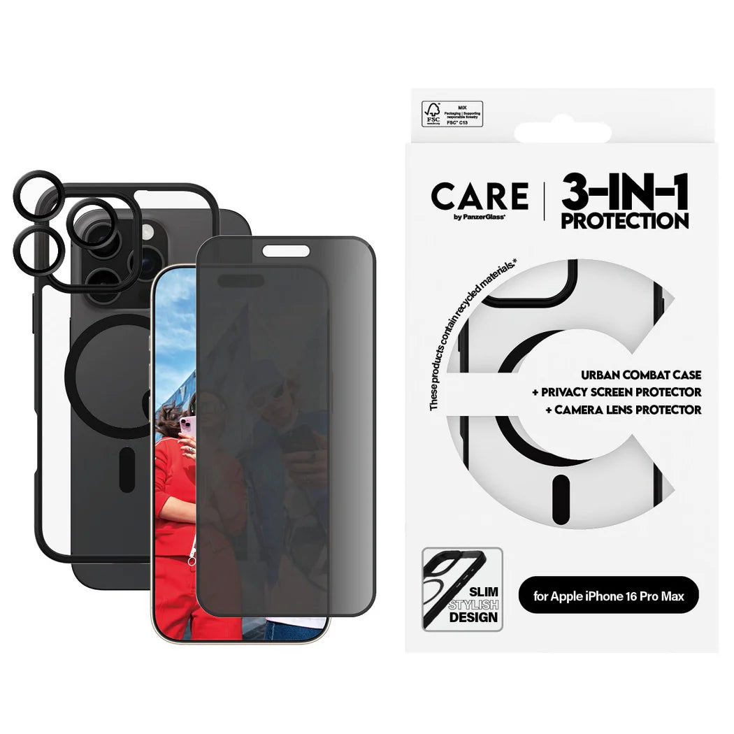 PANZER GLASS IPHONE 16 P.M 3IN1 UWF PRVCY BLK HOOPS MS CASE