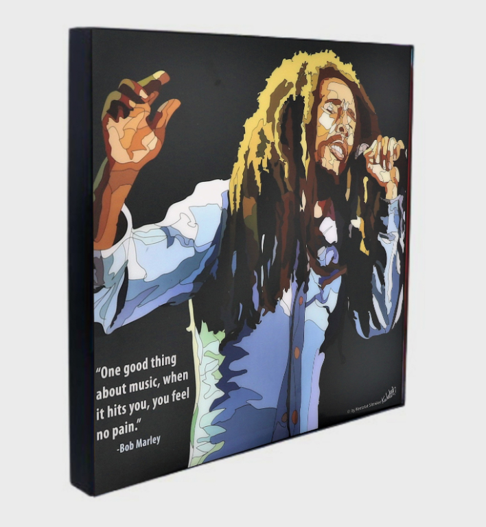 Famous Pop Art Bob Marley Black 25X25