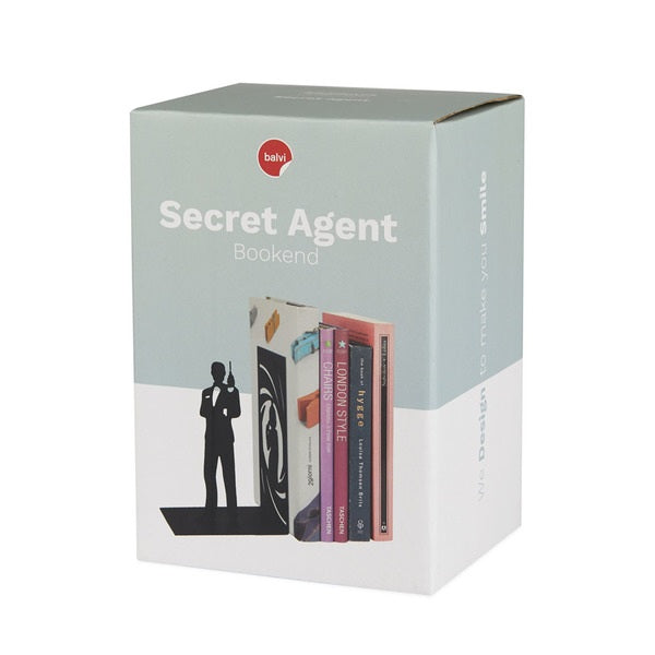 Balvi Bookend Secret Agent Black Metal
