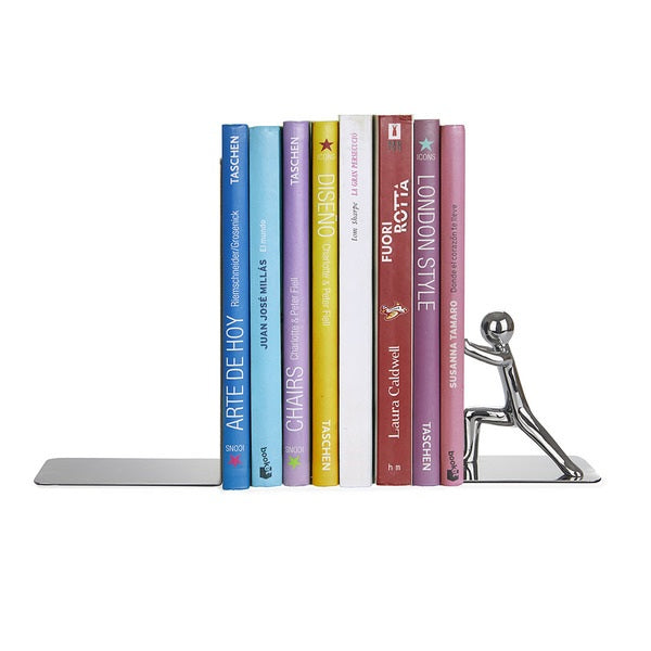 Balvi Bookend Push! Chrome Zinc