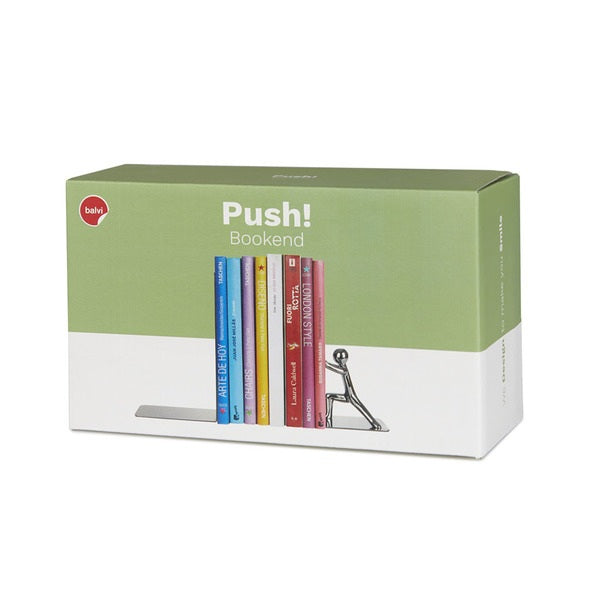 Balvi Bookend Push! Chrome Zinc