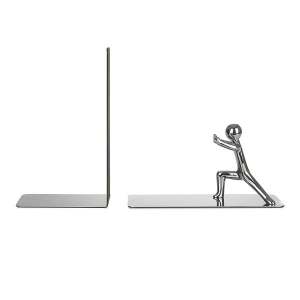 Balvi Bookend Push! Chrome Zinc