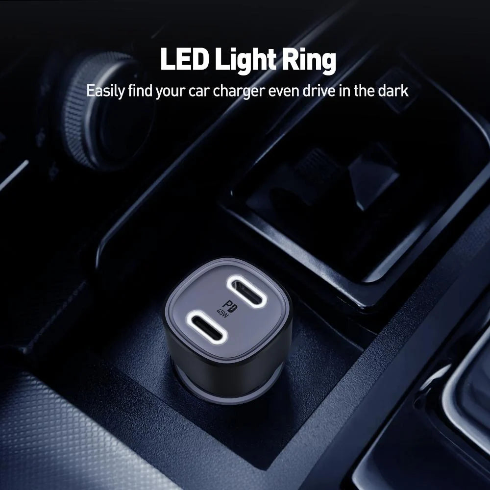 JODA 45W USB-C 2-Port Car Charger Black