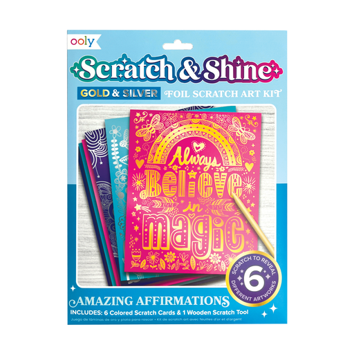 Ooly Scratch & Shine: Foil Scratch Art Kit Amazing Affirmations