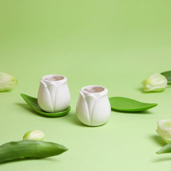 Balvi Coffee Cup Set Tulip White X2 Ceramic