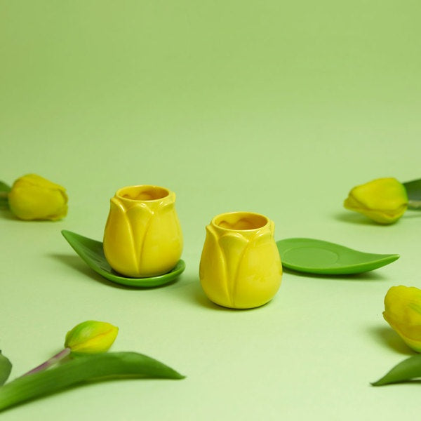 Balvi Coffee Cup Set Tulip Yellow X2 Ceramic