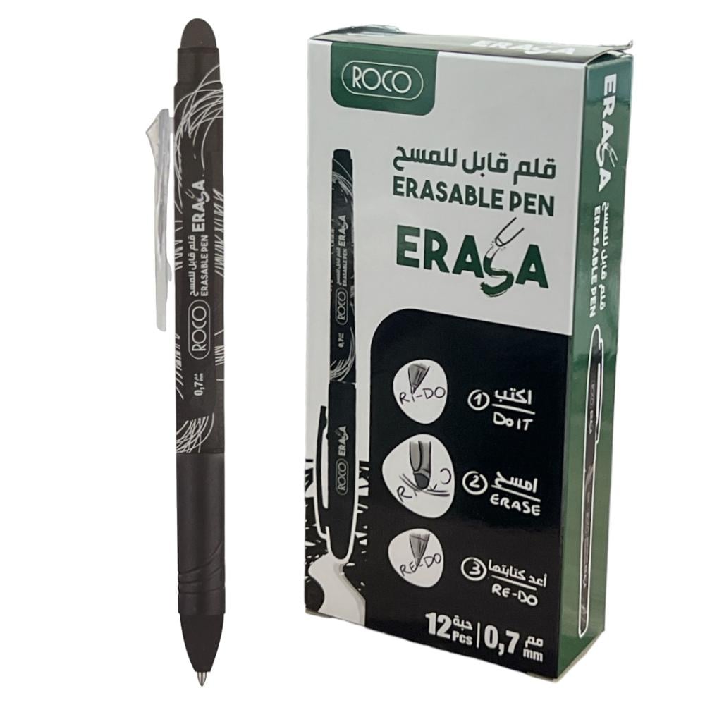 Roco Erasable Pen Black Ink Color 0.7 Mm Ballpoint 12 Pens
