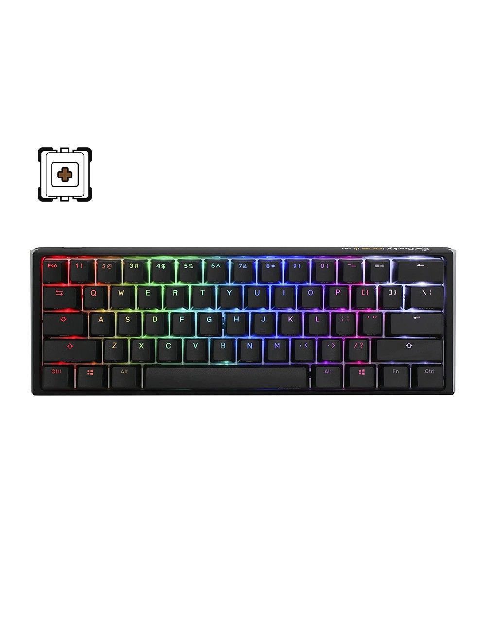 Ducky One 3 Classic Black/White Mini 60% Cherry Brown Key Arabic