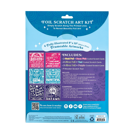 Ooly Scratch & Shine: Foil Scratch Art Kit Amazing Affirmations