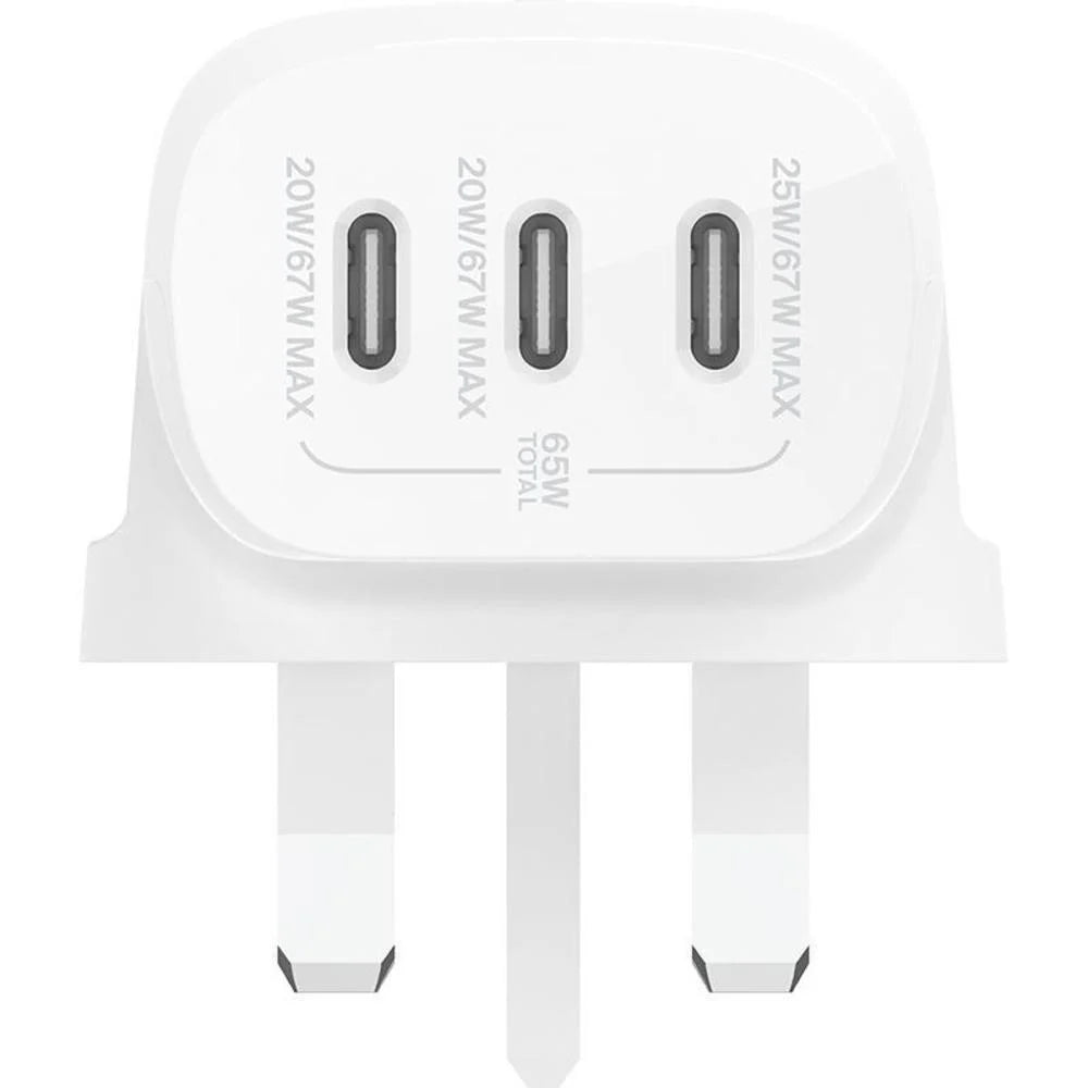 BELKIN WL.CHARGER 67W PD 3X USBC 2M PVC C-C CABLE WHT