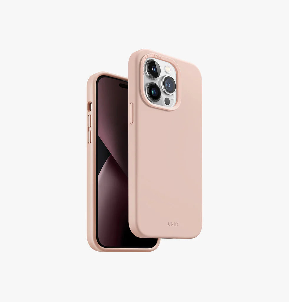 Uniq Hybrid iPhone 14 Pro Lino Blush Pink Case