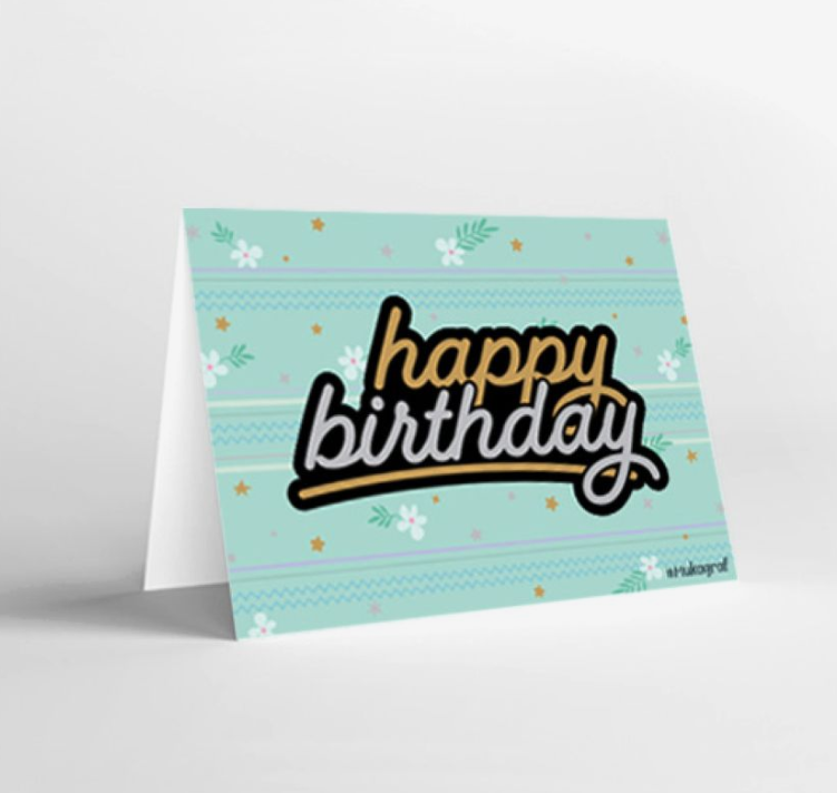 Mukagraf Happy Birthday Simple Mini Greeting Cards