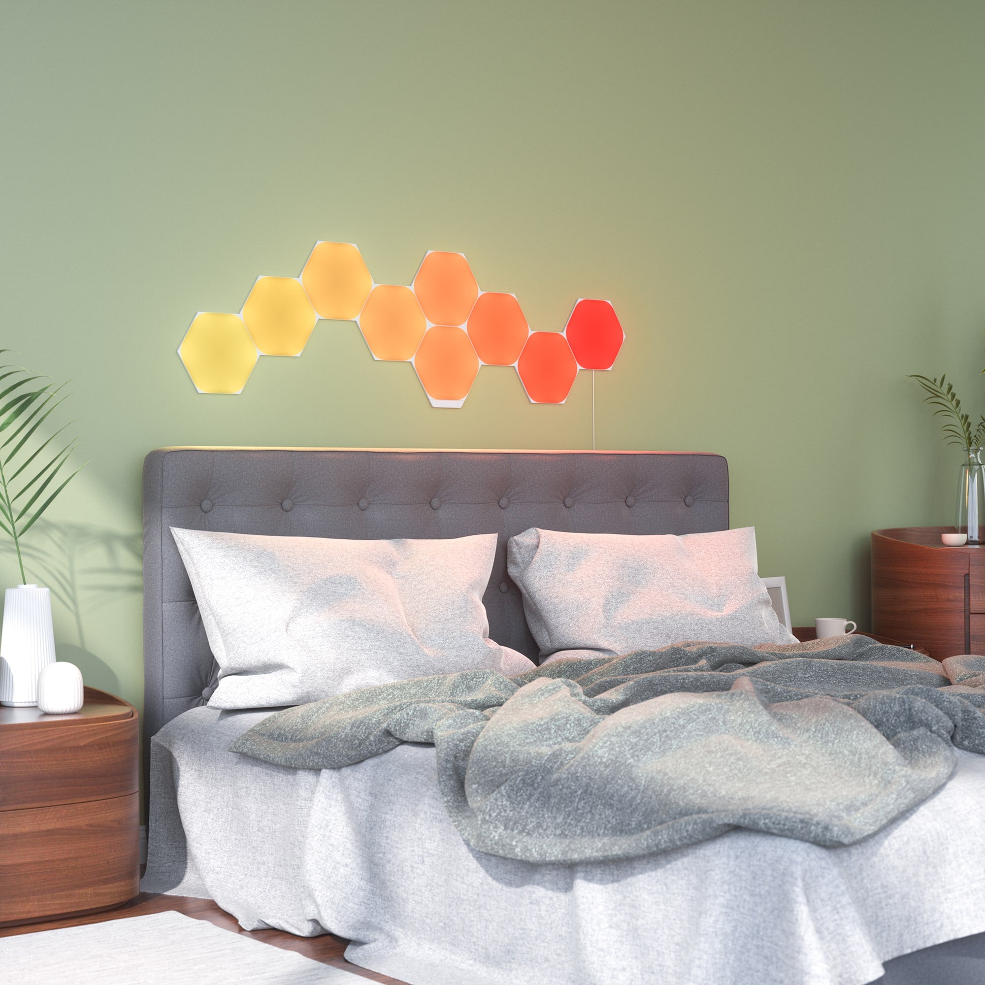 Nanoleaf Shapes Hexagon مجموعة البداية - 9 لوحات - أبيض