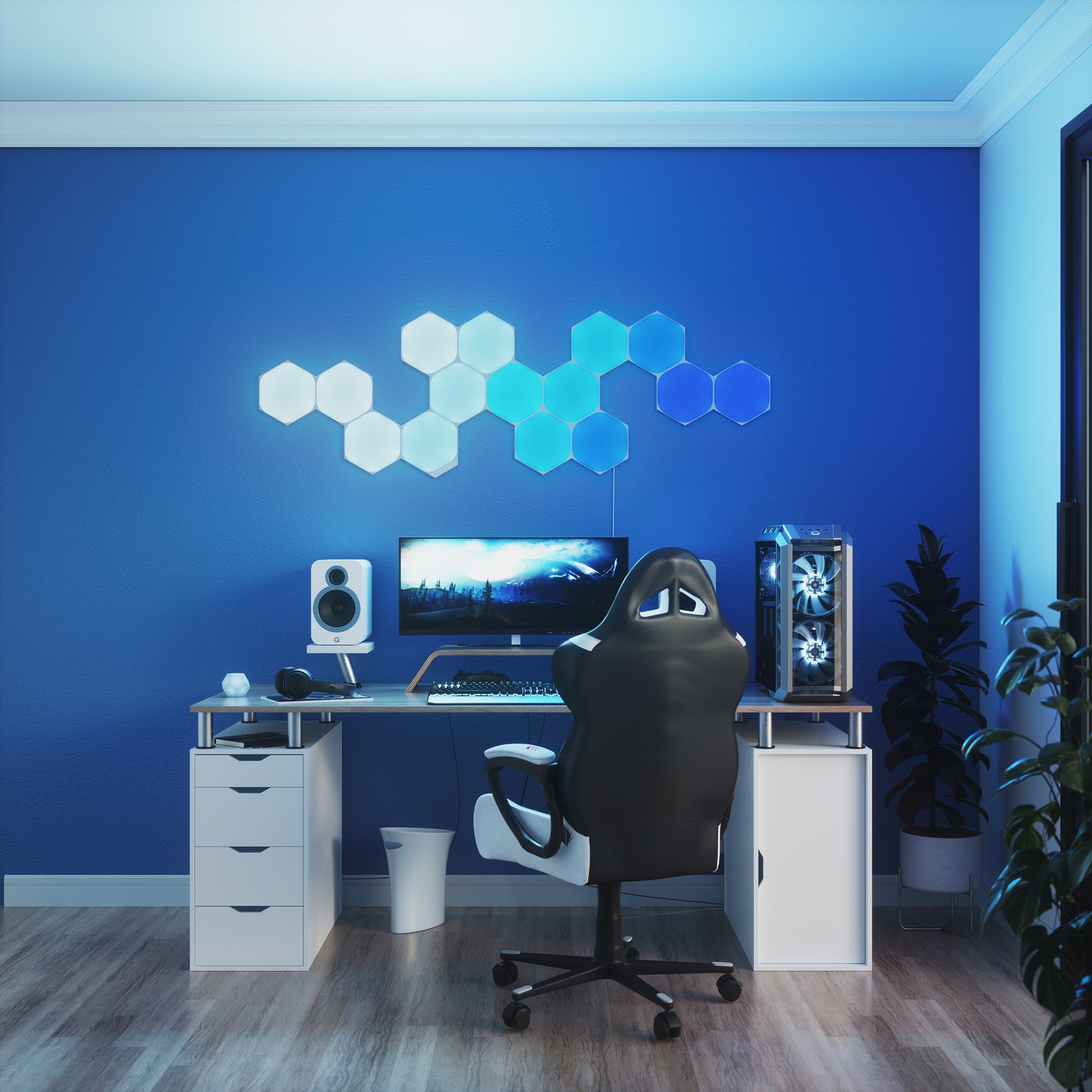 Nanoleaf Shapes Hexagon مجموعة البداية - 15 لوحة - أبيض