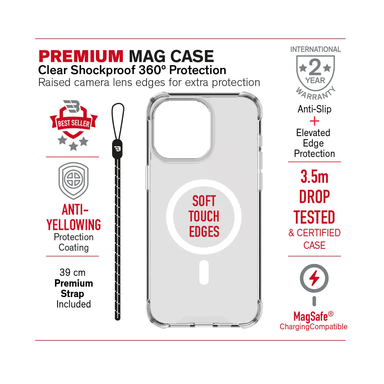 Baykron Tough Clear Magsafe Compatible Anti-yellow for iP15M