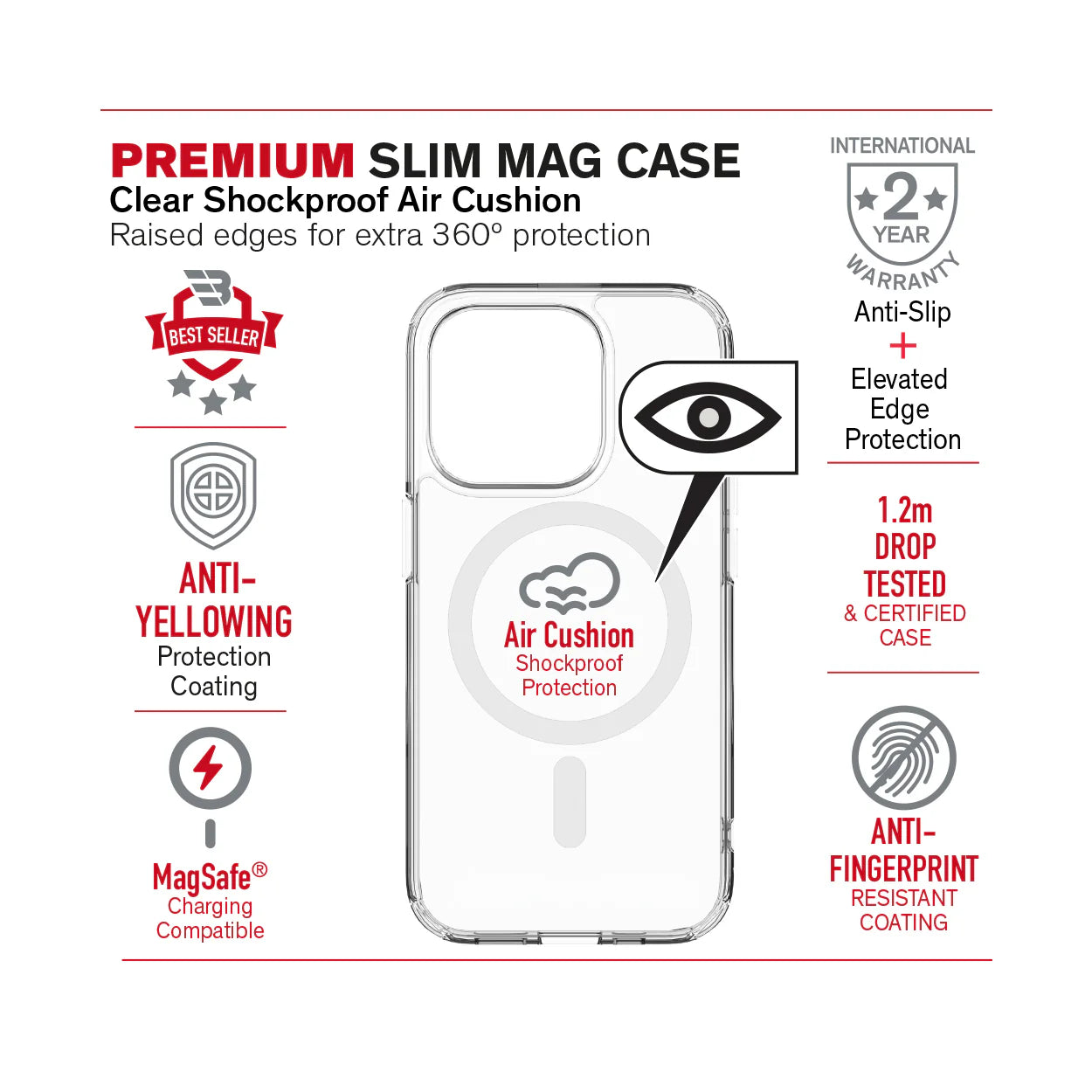 Baykron Slim Clear Magsafe Shock Resistant A-Yellow - Ip-15