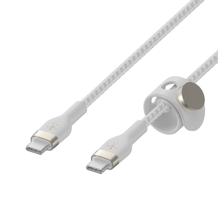 بيلكين - كابل - USB-C إلى USB-C - سيليكون مضفر - 2.0 - 1م - أبيض