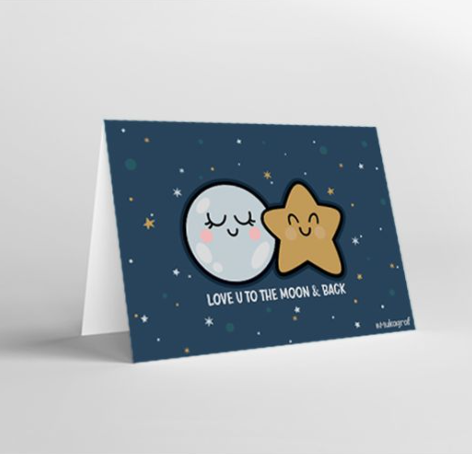 Mukagraf Love U To The Moon & Back Mini Greeting Cards